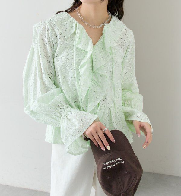  「フラワー刺繍フリルブラウス」|シャツ・ブラウス|