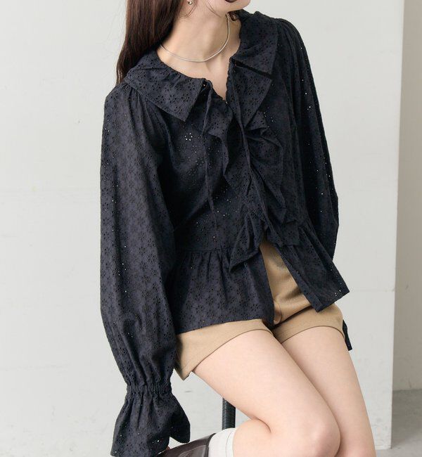  「フラワー刺繍フリルブラウス」|シャツ・ブラウス|