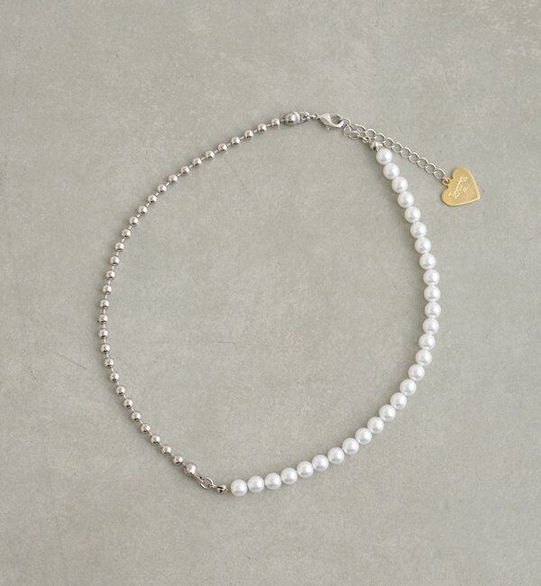  「【Lara】パール&times;ボールネックレス」|リング|