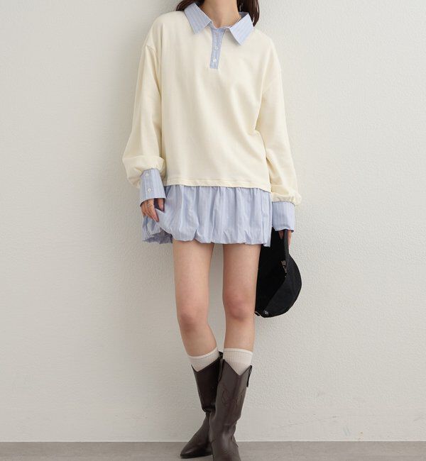  「バルーン切り替えミニワンピース」|ワンピース|