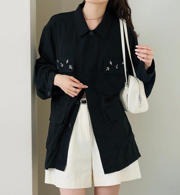  「ポケットビジューカバーオール」|ブルゾン・スタジャン|