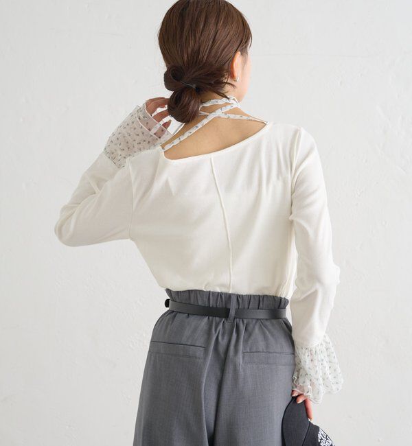  「袖口チュールロンT」|Tシャツ・カットソー|