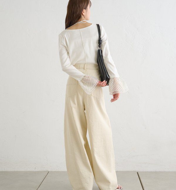  「袖口チュールロンT」|Tシャツ・カットソー|