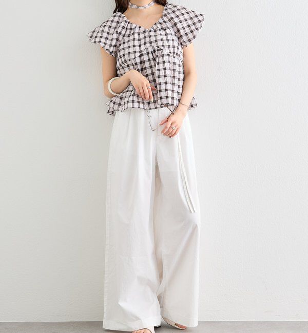  「チェックパフブラウス」|シャツ・ブラウス|