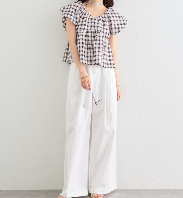  「チェックパフブラウス」|シャツ・ブラウス|