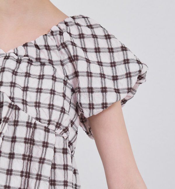  「チェックパフブラウス」|シャツ・ブラウス|