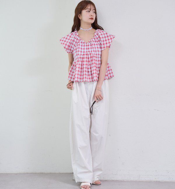  「チェックパフブラウス」|シャツ・ブラウス|