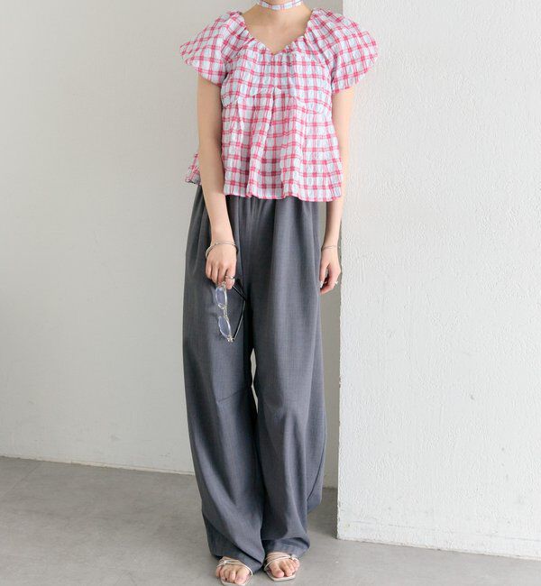  「チェックパフブラウス」|シャツ・ブラウス|