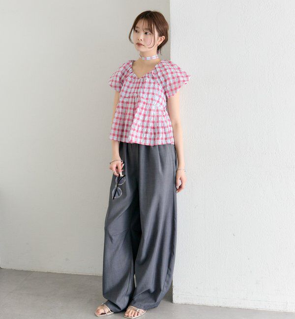  「チェックパフブラウス」|シャツ・ブラウス|