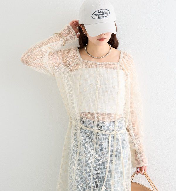  「フラワーレースロングワンピース」|ワンピース|アイボリー