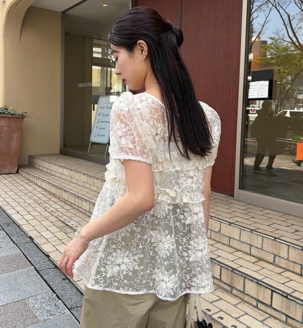  「オーガンジーフラワーブラウス」|シャツ・ブラウス|