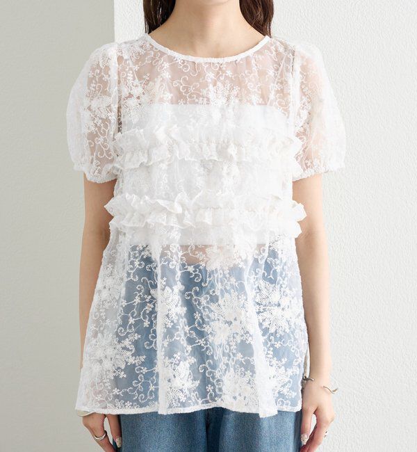  「オーガンジーフラワーブラウス」|シャツ・ブラウス|