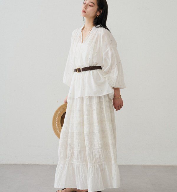  「【INDIA】ギャザーティアードレーススカート」|スカート|