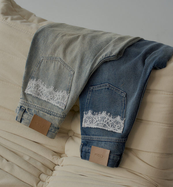  「ポケットレースワイドデニム」|デニム|