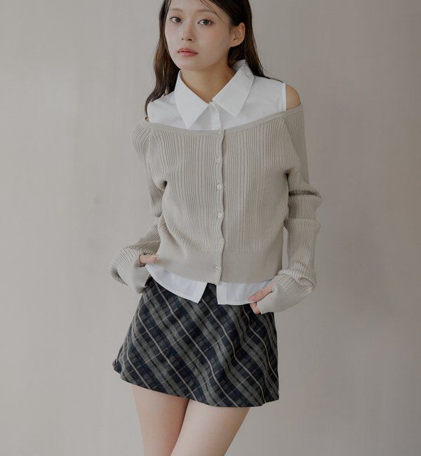  「2wayレイヤードチェックボックスタイトミニスカート」|スカート|