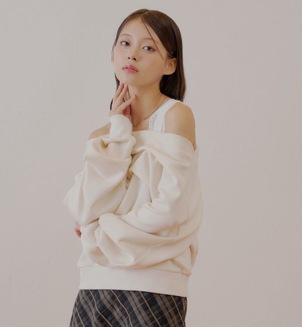  「ワンショル肩レーストップス」|Tシャツ・カットソー|