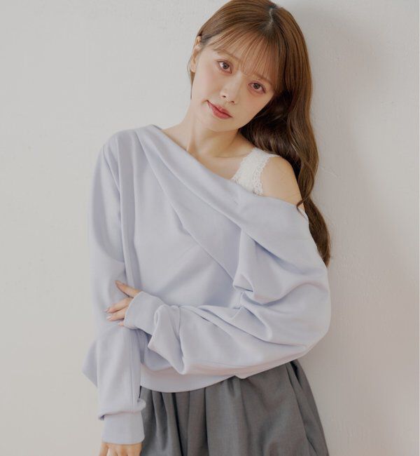  「ワンショル肩レーストップス」|Tシャツ・カットソー|