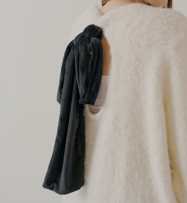  「2wayバックオープンベロアリボンルーズニット」|ニット・セーター|