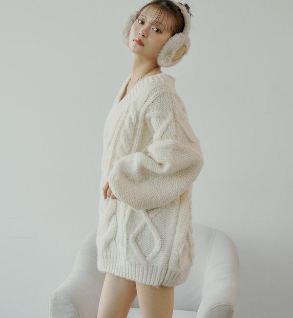 「ケーブルVルーズニットワンピース」|ワンピース|