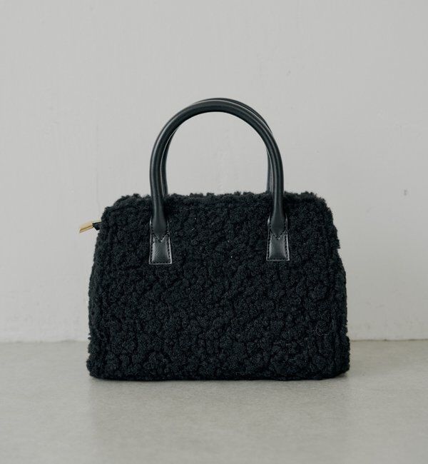  「ロゴチャーム付きスエードムートンバッグ」|ボストンバッグ|