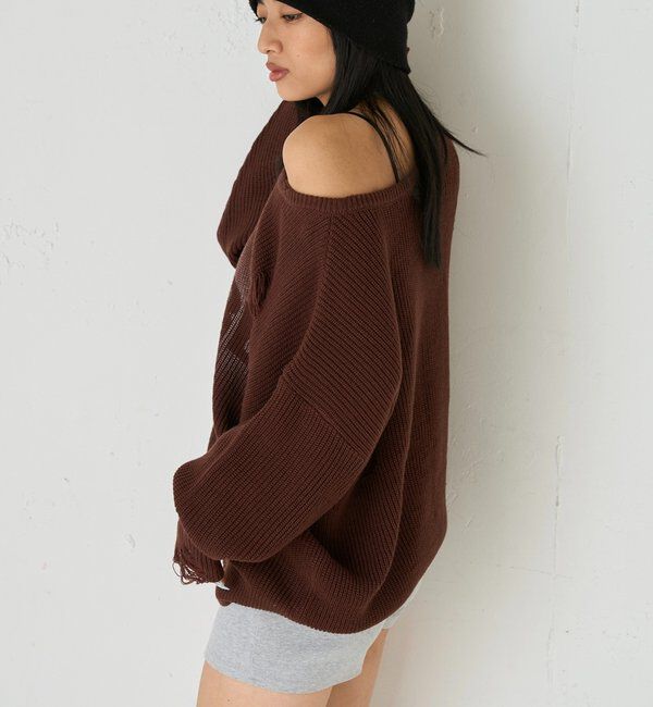  「DISTRESSED SPRAY LOGO KNIT/ダメージスプレーロゴニット」|ニット・セーター|