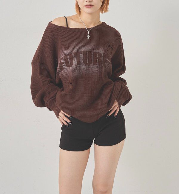  「DISTRESSED SPRAY LOGO KNIT/ダメージスプレーロゴニット」|ニット・セーター|