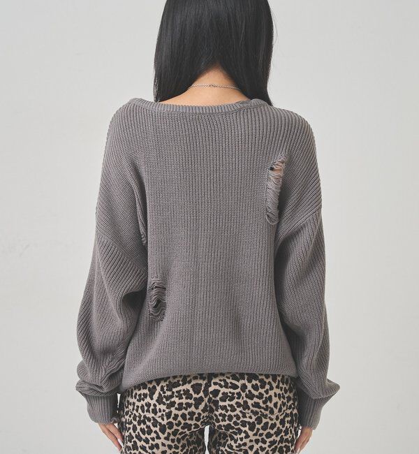  「DISTRESSED SPRAY LOGO KNIT/ダメージスプレーロゴニット」|ニット・セーター|
