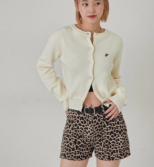  「ワンポイントクルーカーデ」|カーディガン|