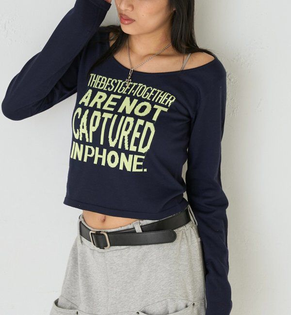  「メッセージロゴニット」|ニット・セーター|ネイビー