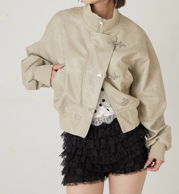  「ファイヤーマンショートブルゾン(フェイクレザー/デニム)」|ブルゾン・スタジャン|