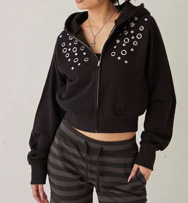  「【WEB限定】アイレットスウェットパーカー」|パーカー|ブラック