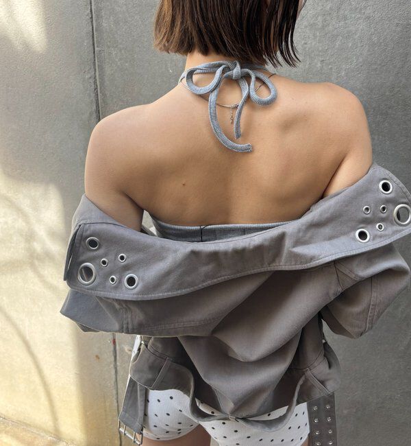  「カップ付きアイレットホルターキャミ」|キャミソール|