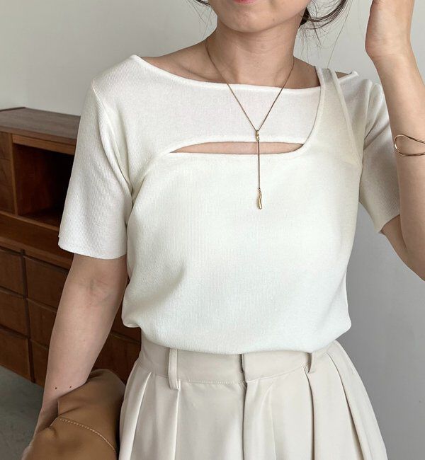  「クロスレイヤード半袖ニット」|ニット・セーター|