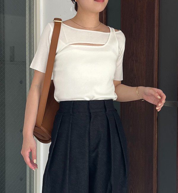  「クロスレイヤード半袖ニット」|ニット・セーター|