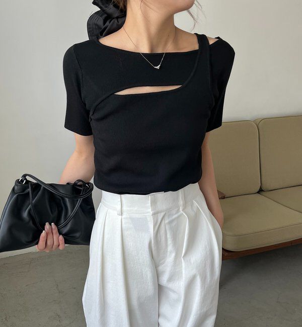  「クロスレイヤード半袖ニット」|ニット・セーター|