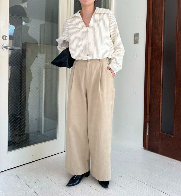  「Vネックストライプショートシャツ」|シャツ・ブラウス|