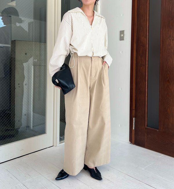  「Vネックストライプショートシャツ」|シャツ・ブラウス|