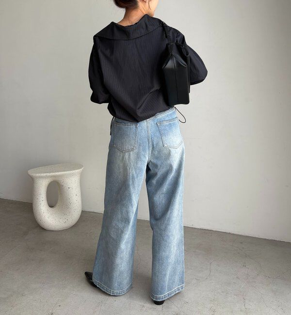  「Vネックストライプショートシャツ」|シャツ・ブラウス|