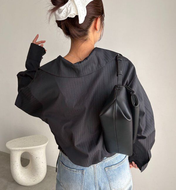  「Vネックストライプショートシャツ」|シャツ・ブラウス|