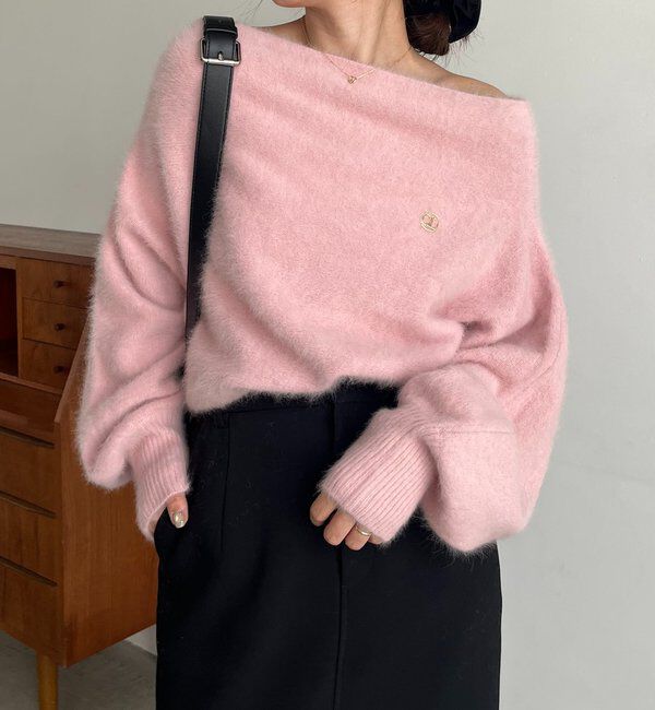  「【上質な着心地/全骨格細見え】〈C.L〉FOXカシミアドルマンニット」|ニット・セーター|ピンク