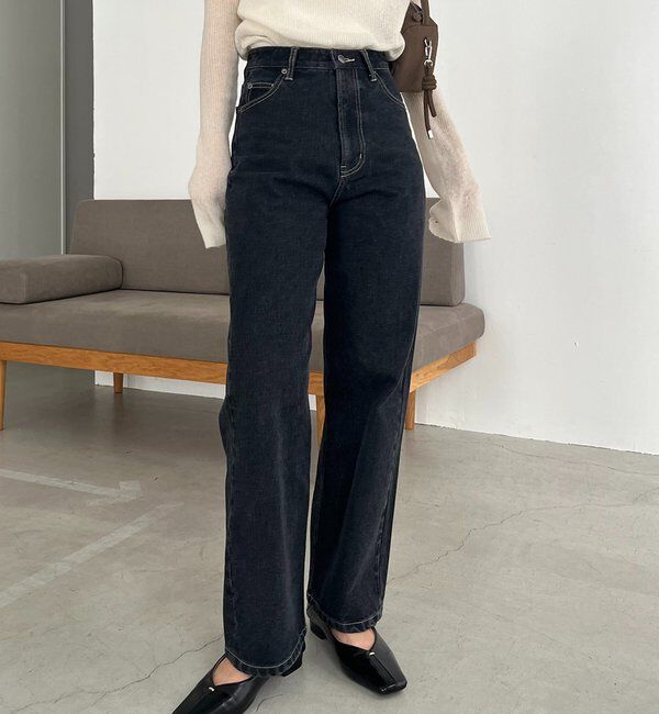  「【コラボ限定カラー/ホワイト・ベージュ】13ozハイウエストストレートデニム」|デニム|