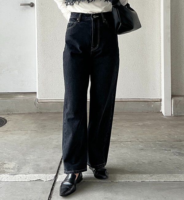  「【コラボ限定カラー/ホワイト・ベージュ】13ozハイウエストストレートデニム」|デニム|