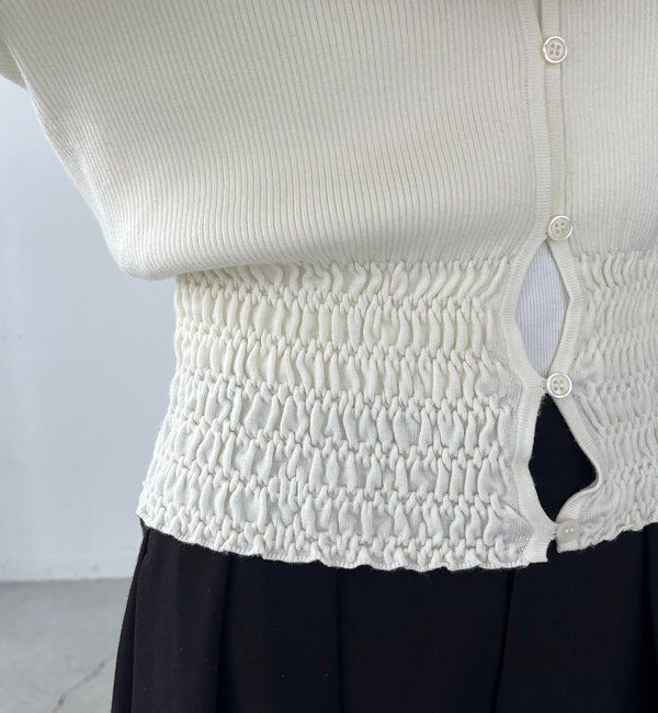  「【スタイルアップ効果◎】裾シャーリングリブカーディガン」|カーディガン|