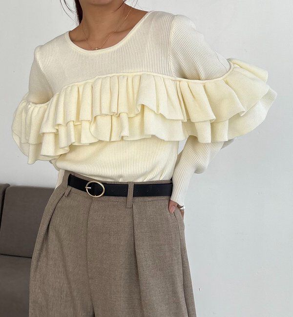  「【2WAYで着用可能】ベアフリルニット」|ニット・セーター|