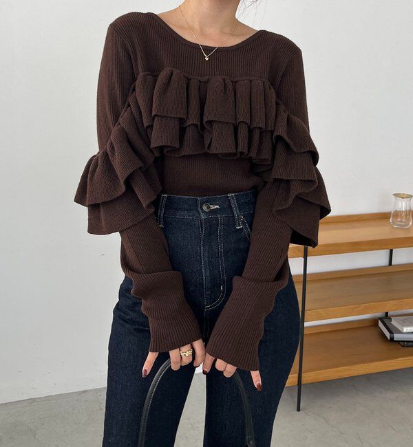  「【2WAYで着用可能】ベアフリルニット」|ニット・セーター|