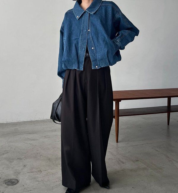  「【サイズ展開あり/セットアップ対応】ラウンドデニムブルゾン」|ブルゾン・スタジャン|