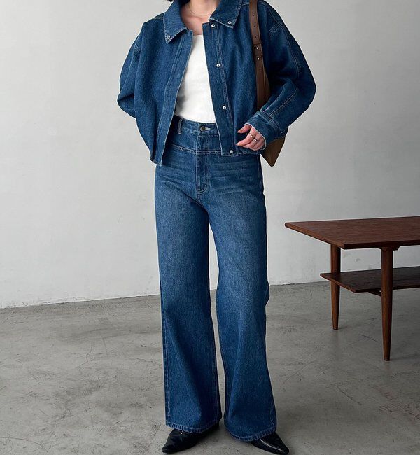  「【サイズ展開あり/セットアップ対応】ラウンドデニムブルゾン」|ブルゾン・スタジャン|