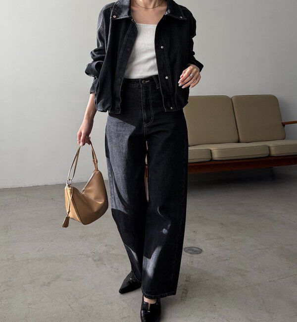  「【サイズ展開あり/セットアップ対応】ラウンドデニムブルゾン」|ブルゾン・スタジャン|