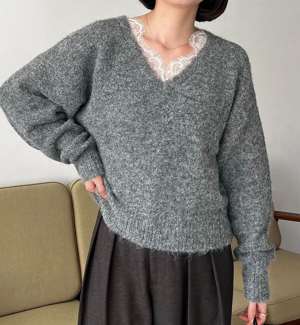  「レーストリミングニット」|ニット・セーター|