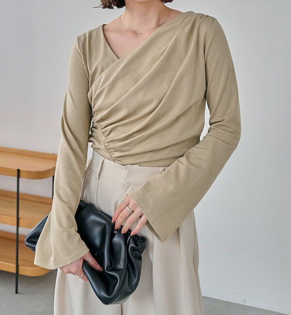  「ドレープアシメネックTシャツ」|Tシャツ・カットソー|